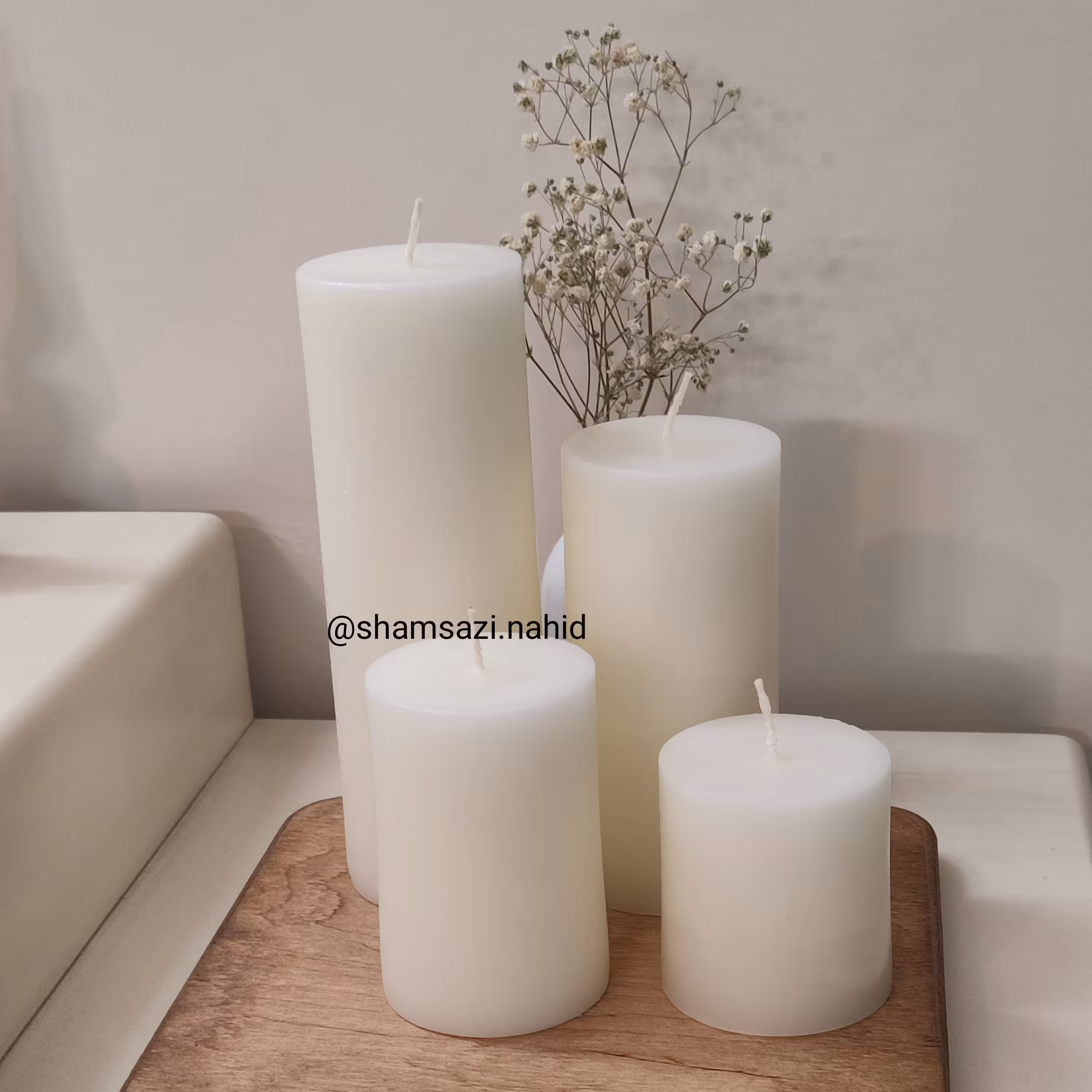 شمع استوانه 4عددی سفید کلاسیک 
