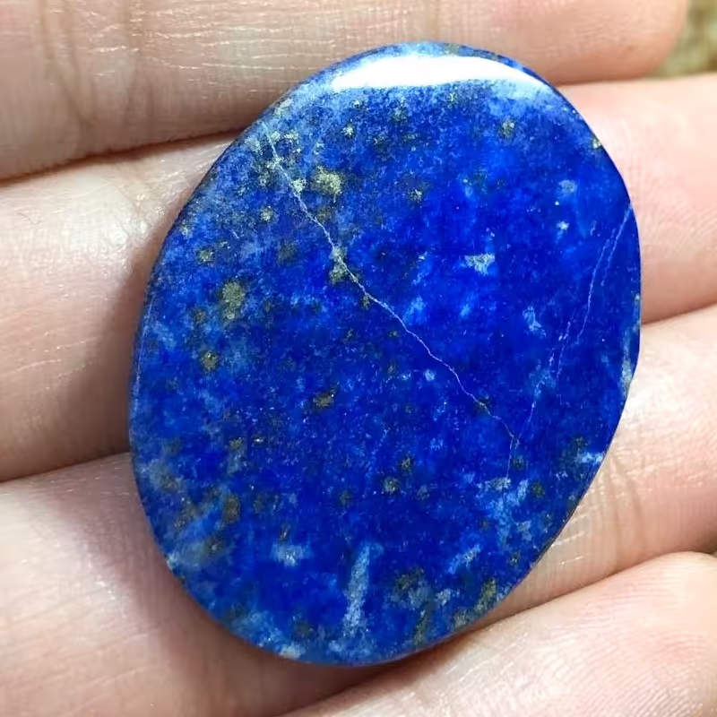 نگین لاجورد پیریت طلایی وارداتی از کشور افغانستان تراش بیضی کد 52