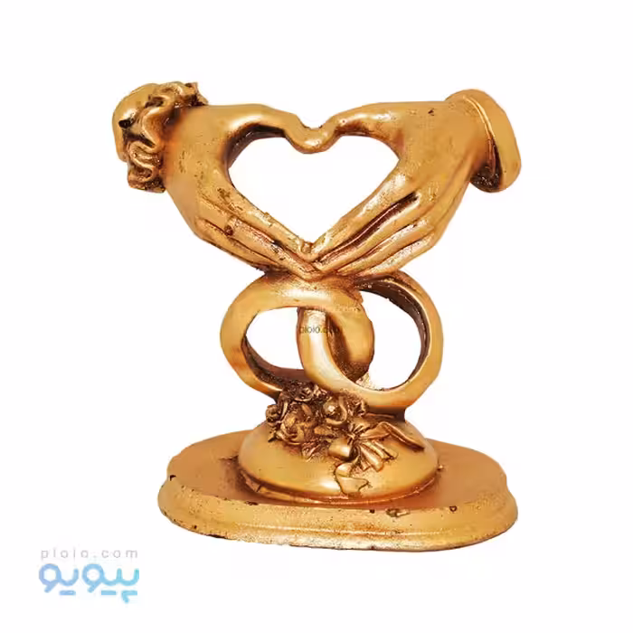 مجسمه دکوری برنزی طرح قلب و حلقه ازدواج