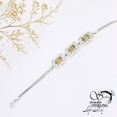 دستبند نقره ایتالیا با سنگ الکساندریت کد 13556