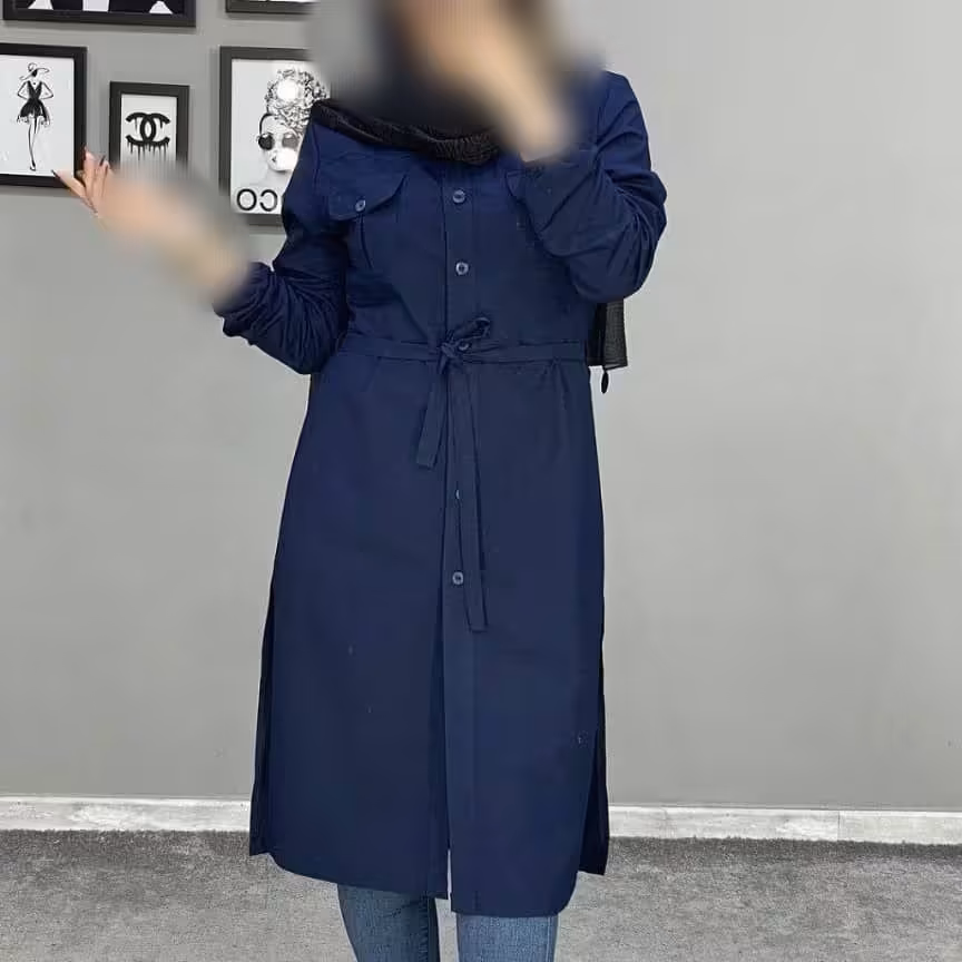 مانتو دانشجویی مدل ارغوان جنس داکرون با کیفیت رنگ بندی متنوع در دوسایز