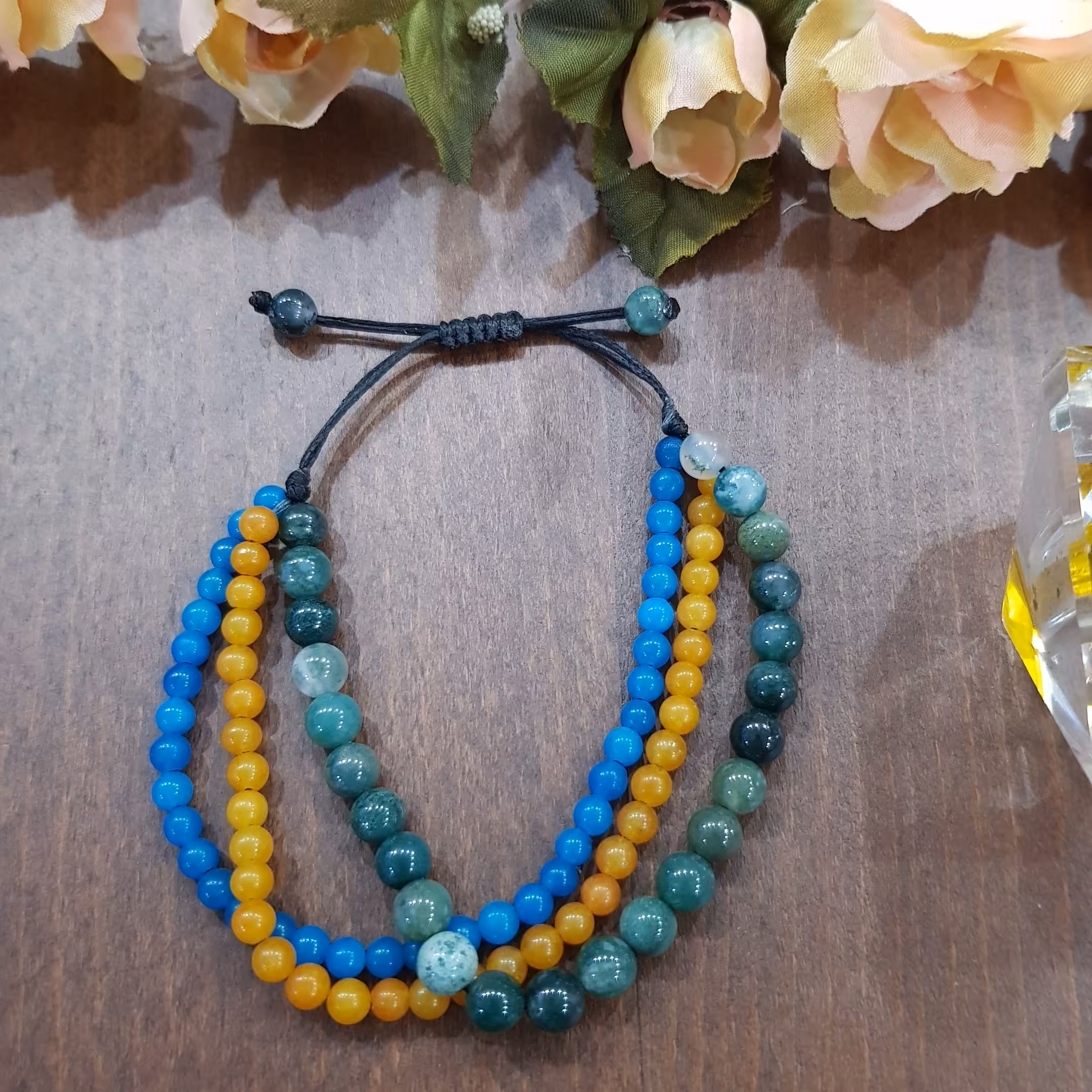 دستبند سنگی عقیق سه گانه