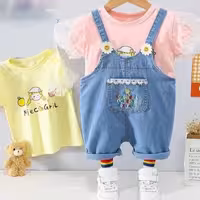 تیشرت شلوار پیشبندی مناسب 3تا5سال  