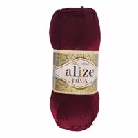 کاموا آلیز دیوا زرشکی (بسته 5 عددی - 5 کلافی)(alize DIVA) (کاموا کتان ترک نازک مخصوص قلاب بافی)(100 گرمی - 350 متر)