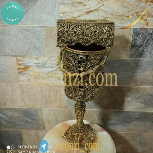 سطل و جا دستمال برنزی طرح جدید رومیزی پایه دار