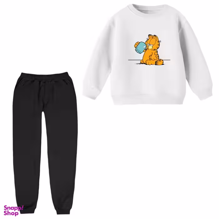 ست سویشرت و شلوار بچگانه مدل گارفیلد کد 3 رنگ سفید