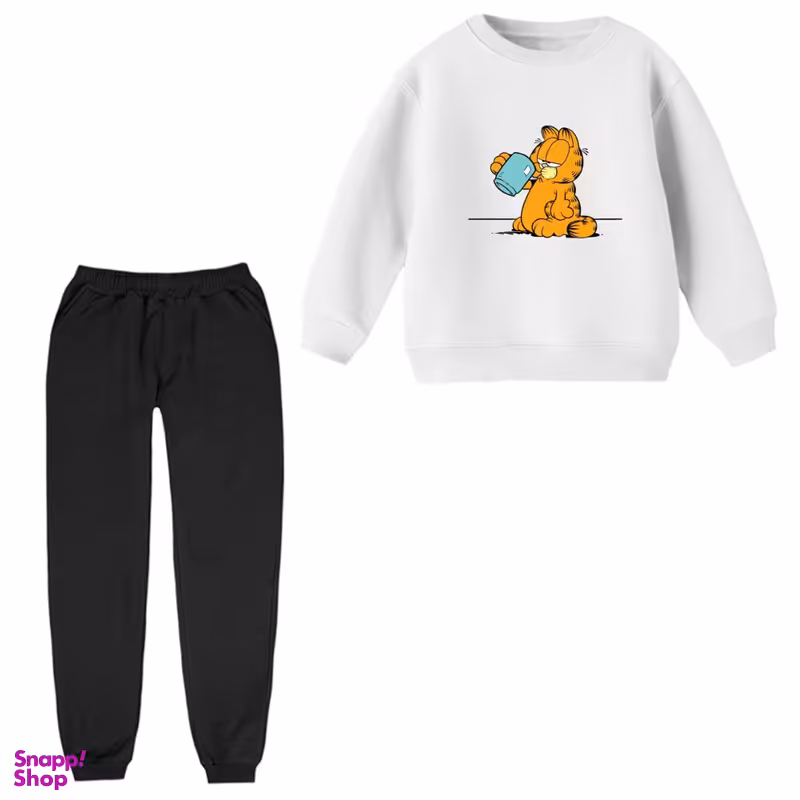 ست سویشرت و شلوار بچگانه مدل گارفیلد کد 3 رنگ سفید