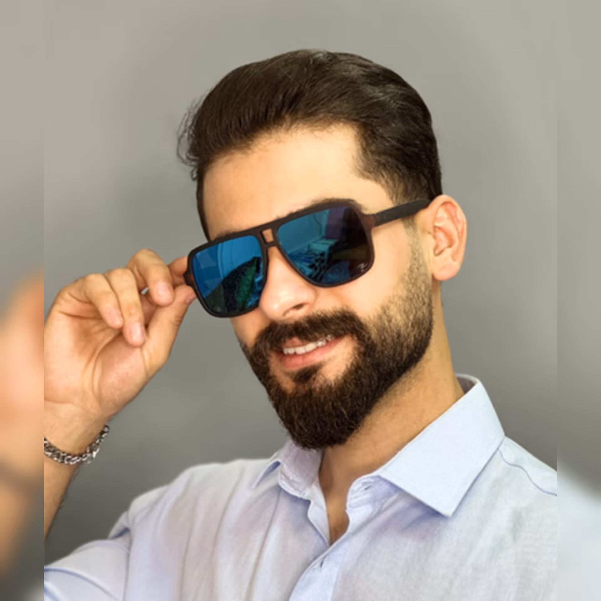 عینک آفتابی مردانه اورجینال آبی برند ری بن خلبانی یووی400