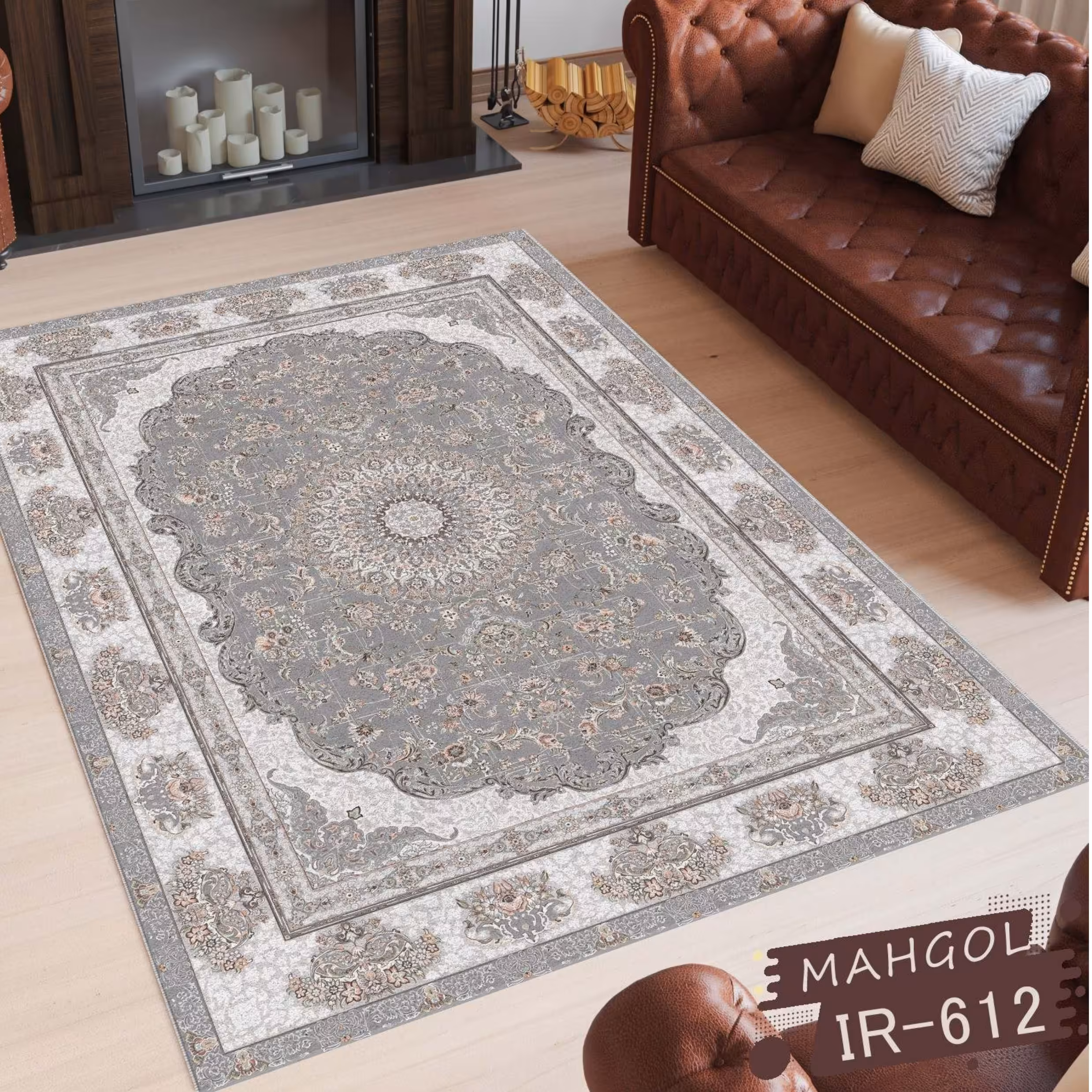 فرشینه مخمل3متری کد612 استوپ دار روحا(ماهگل)