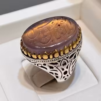 انگشتر نقره مردانه عقیق سوسنی اصل تاج برنجی