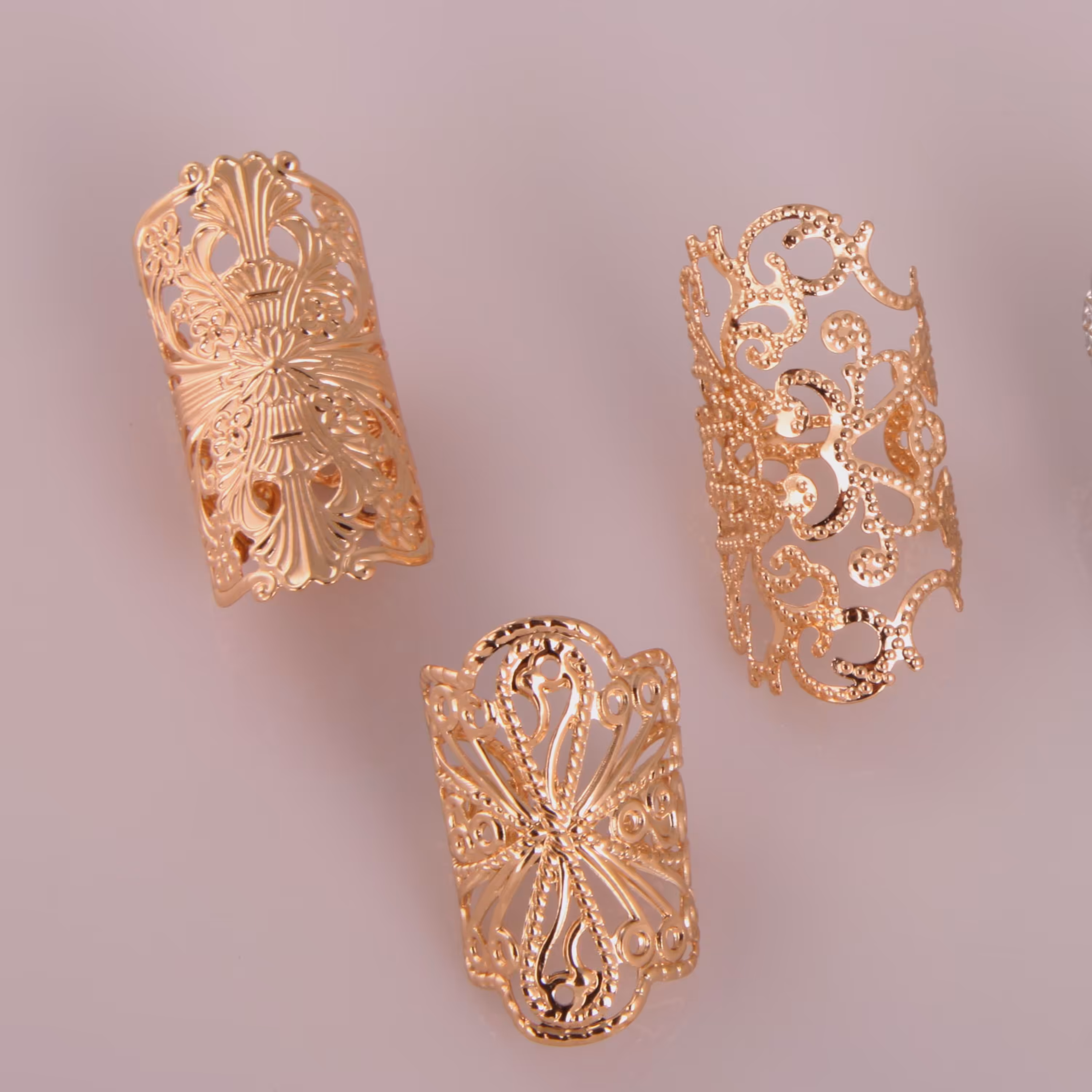 ست 3تایی انگشتر طرح هندسی با روکش طلا