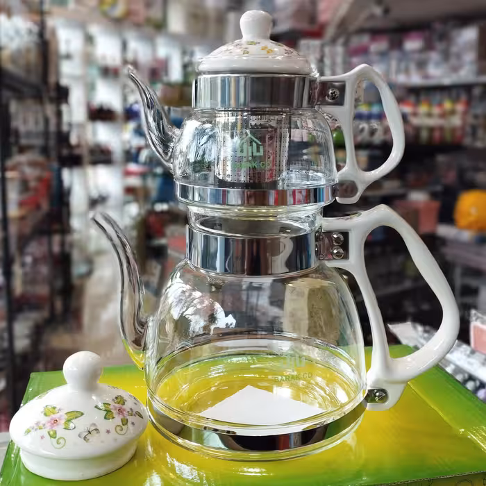 کتری و قوری پیرکس دسته سرامیکی شعله مستقیم باراک