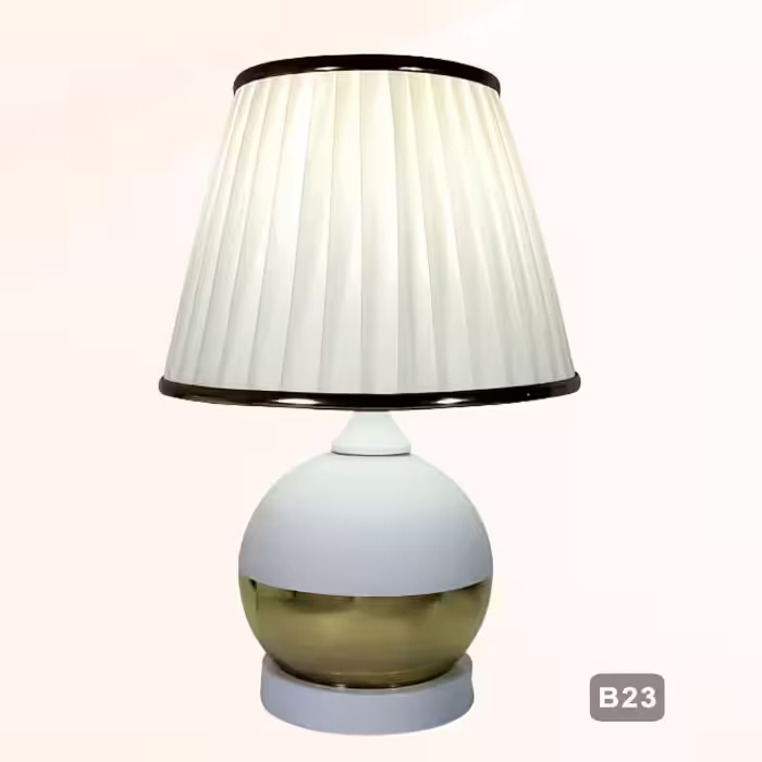 آباژور رومیزی گلس کره سفید طلایی کد B23