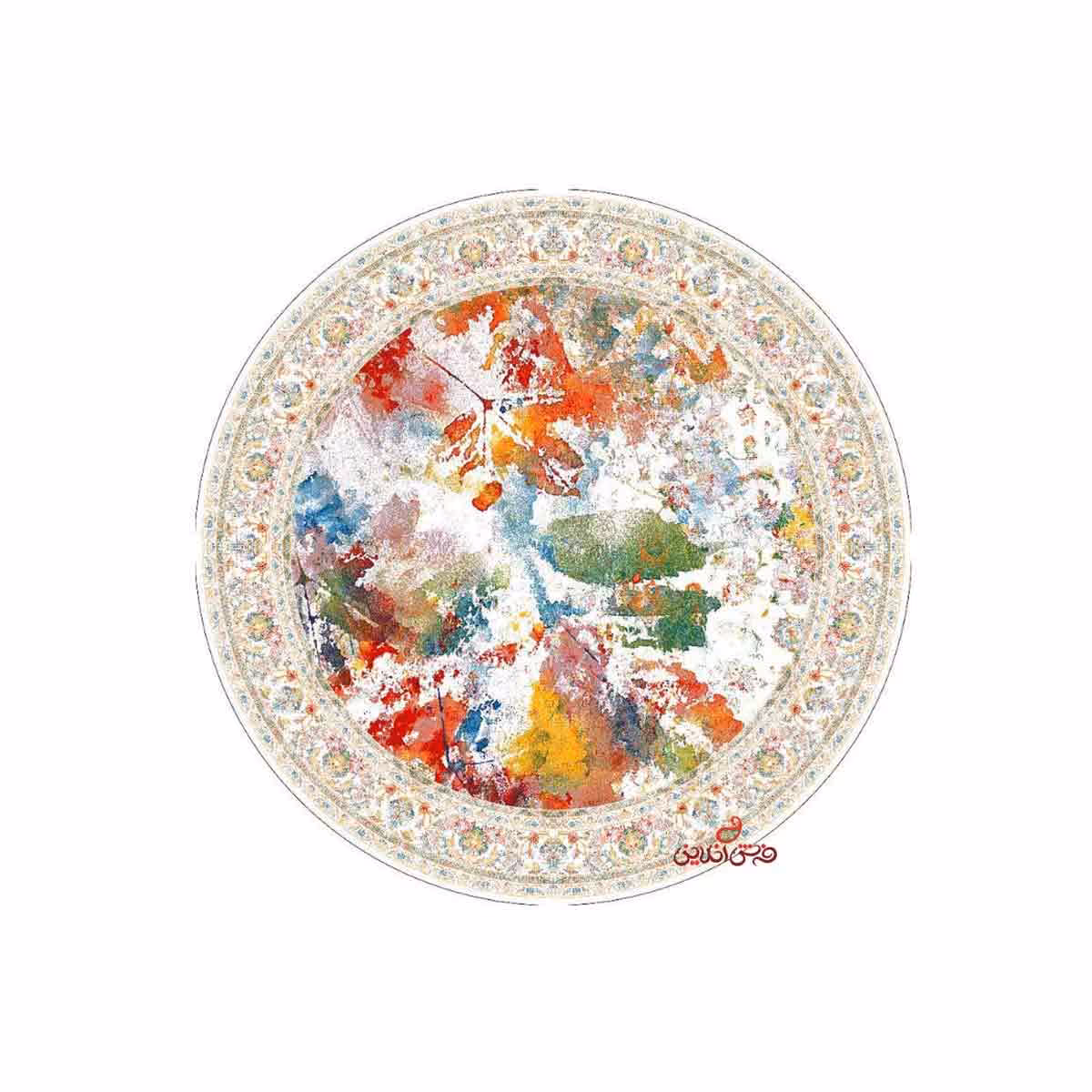 فرش ماشینی گرد کلاریس کلکسیون کهنه نما کد 100608