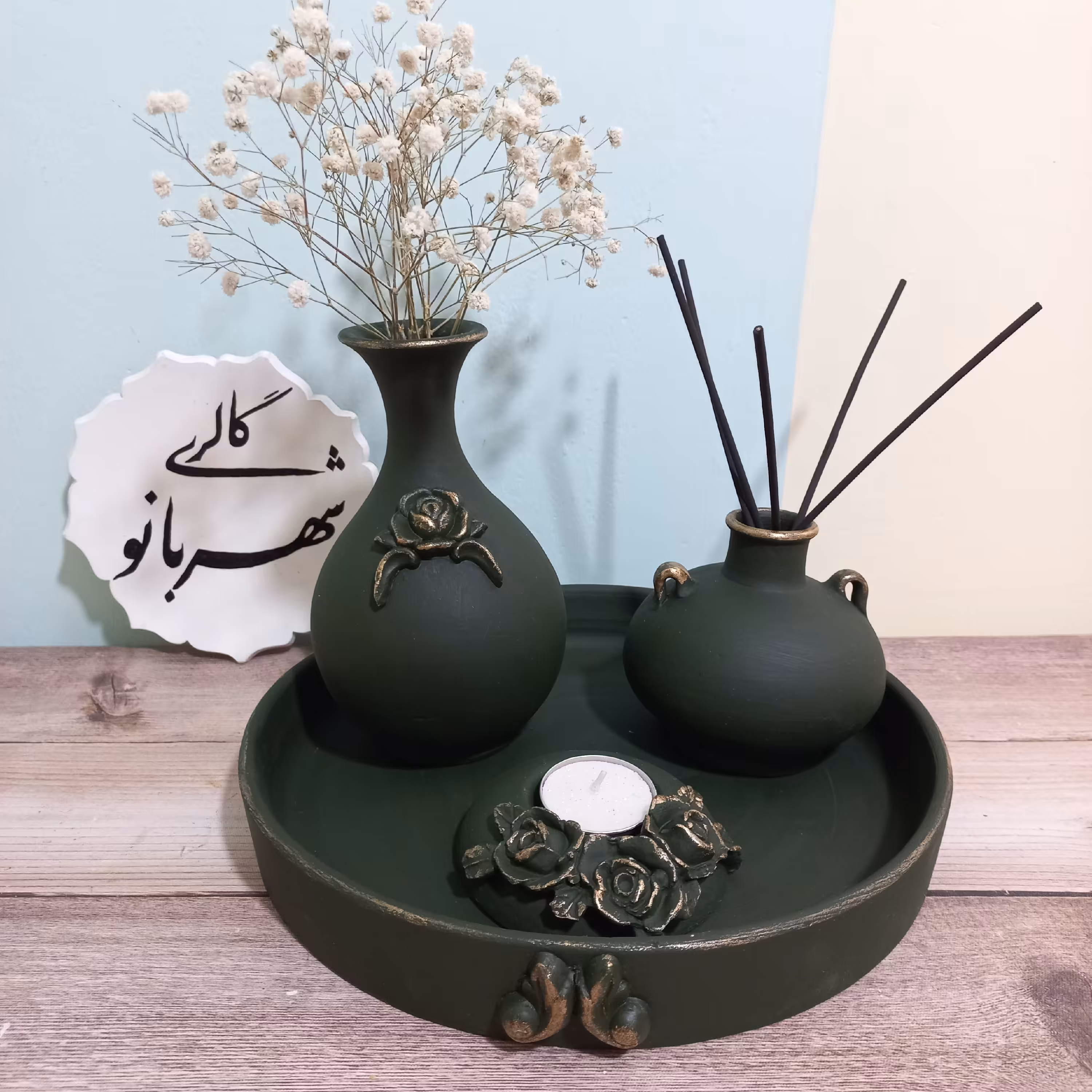 ست دکوری سفالی مناسب روی کنسول و میز