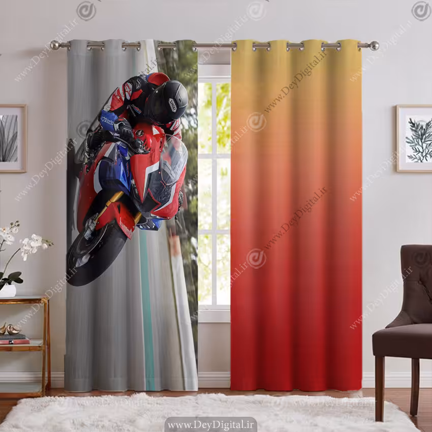 پرده مدل موتور سنگین خفن رنگ قرمز PK-6567