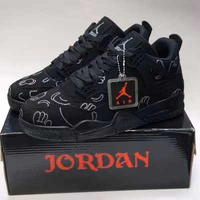 کتانی نایک جردن 4 کاز مشکی Nike jordan 4 kaws