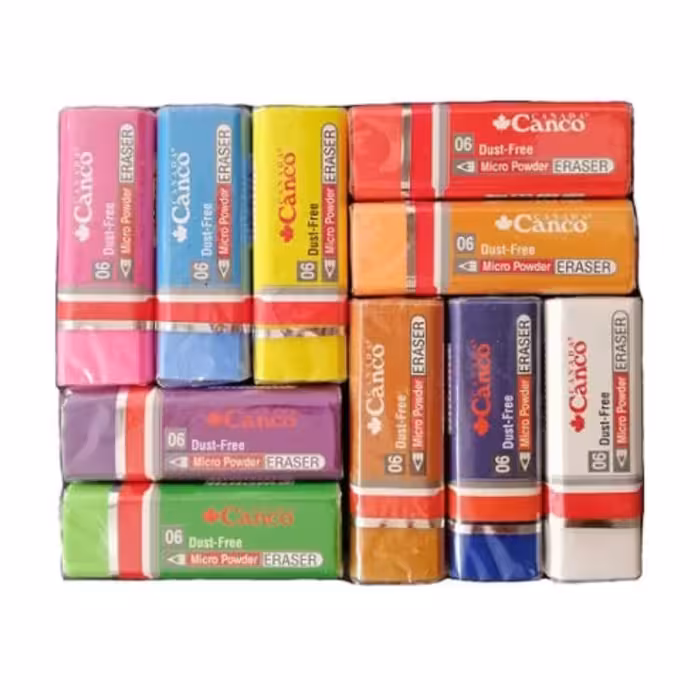 پاکن (فروش عمده) 32 عدد پاک کن میکروپودر کنکو Canco رنگی بزرگ - پاک کن کنکو