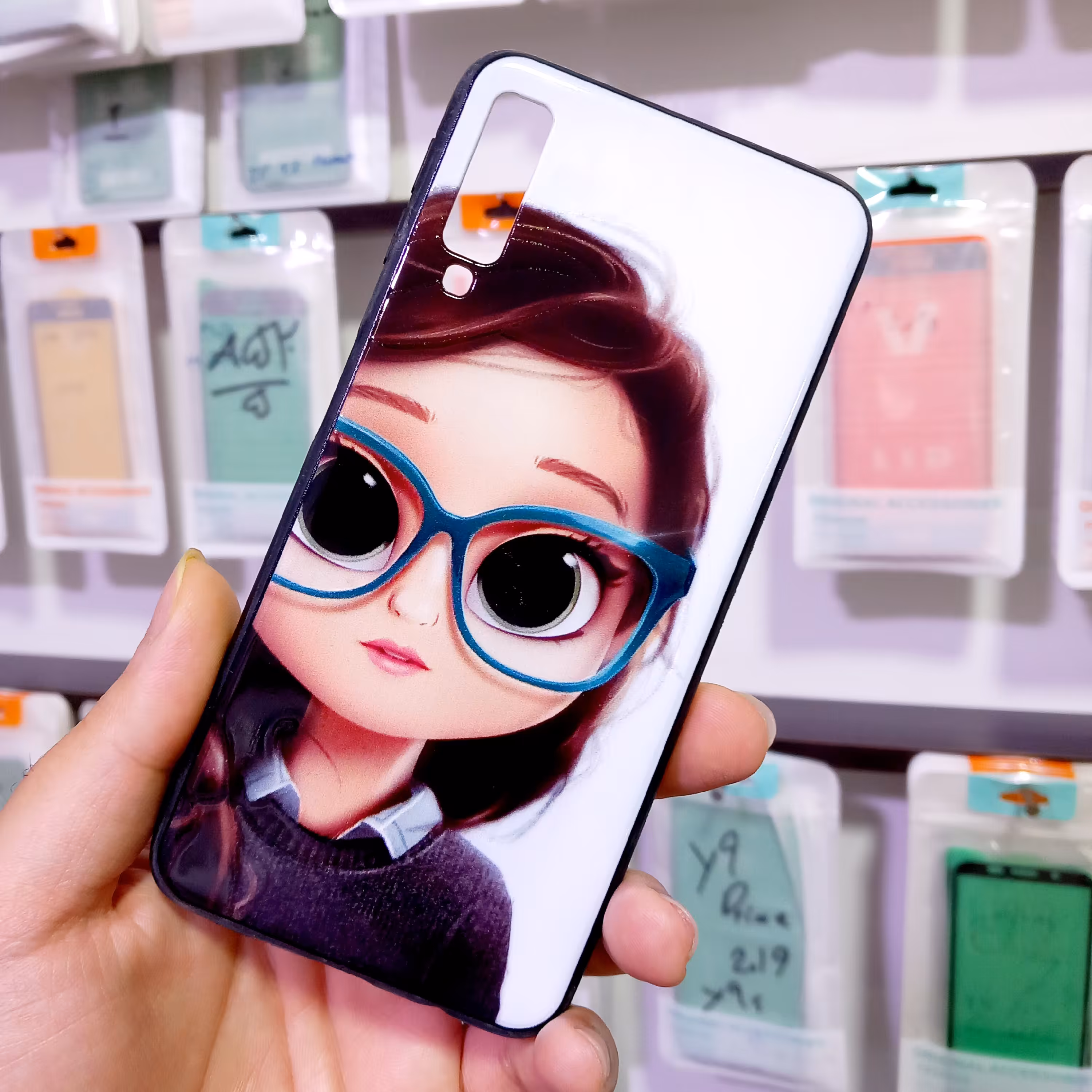 قاب طرح دار سامسونگ A750 (A7 2018) طرح دختر و عینک