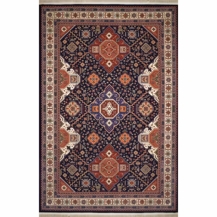 گبه ماشینی افرند زمینه سرمه ای کد 703 (چهار متری)