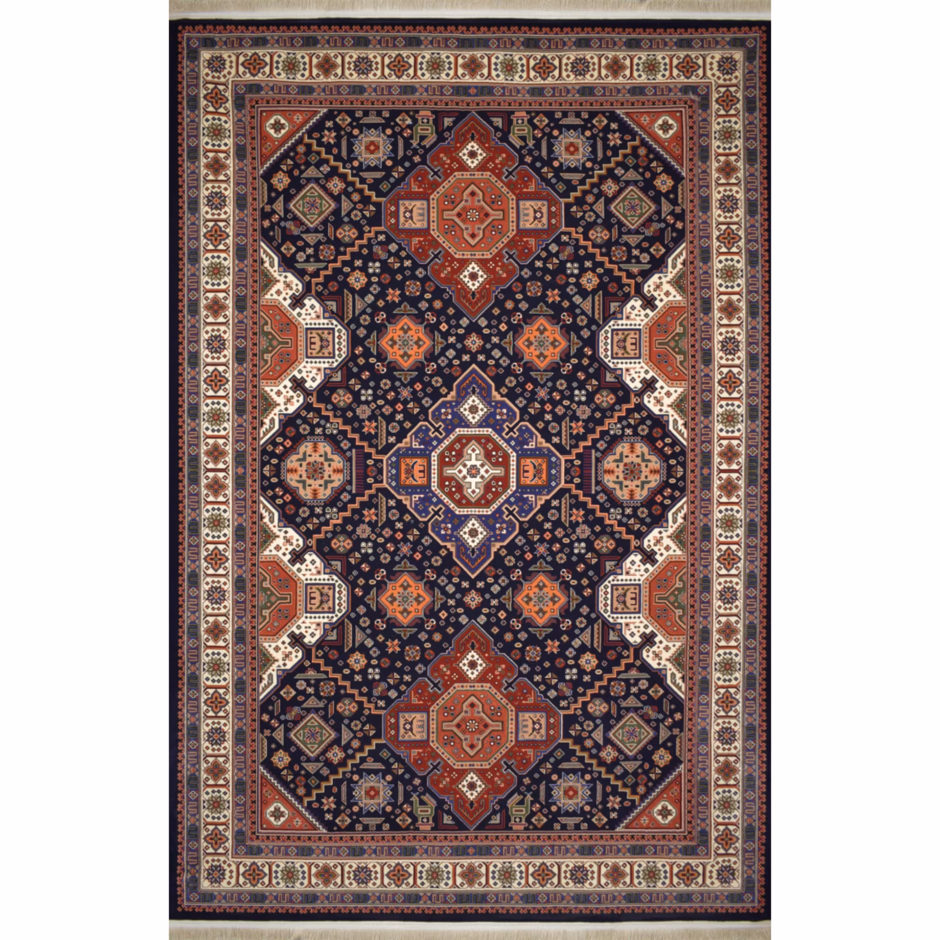 گبه ماشینی افرند زمینه سرمه ای کد 703 (چهار متری)