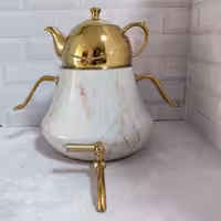 کتری قوری سماور روگازی استیل شیردارطرح سنگی برند اف ار رگه طلایی نپتون کد213 