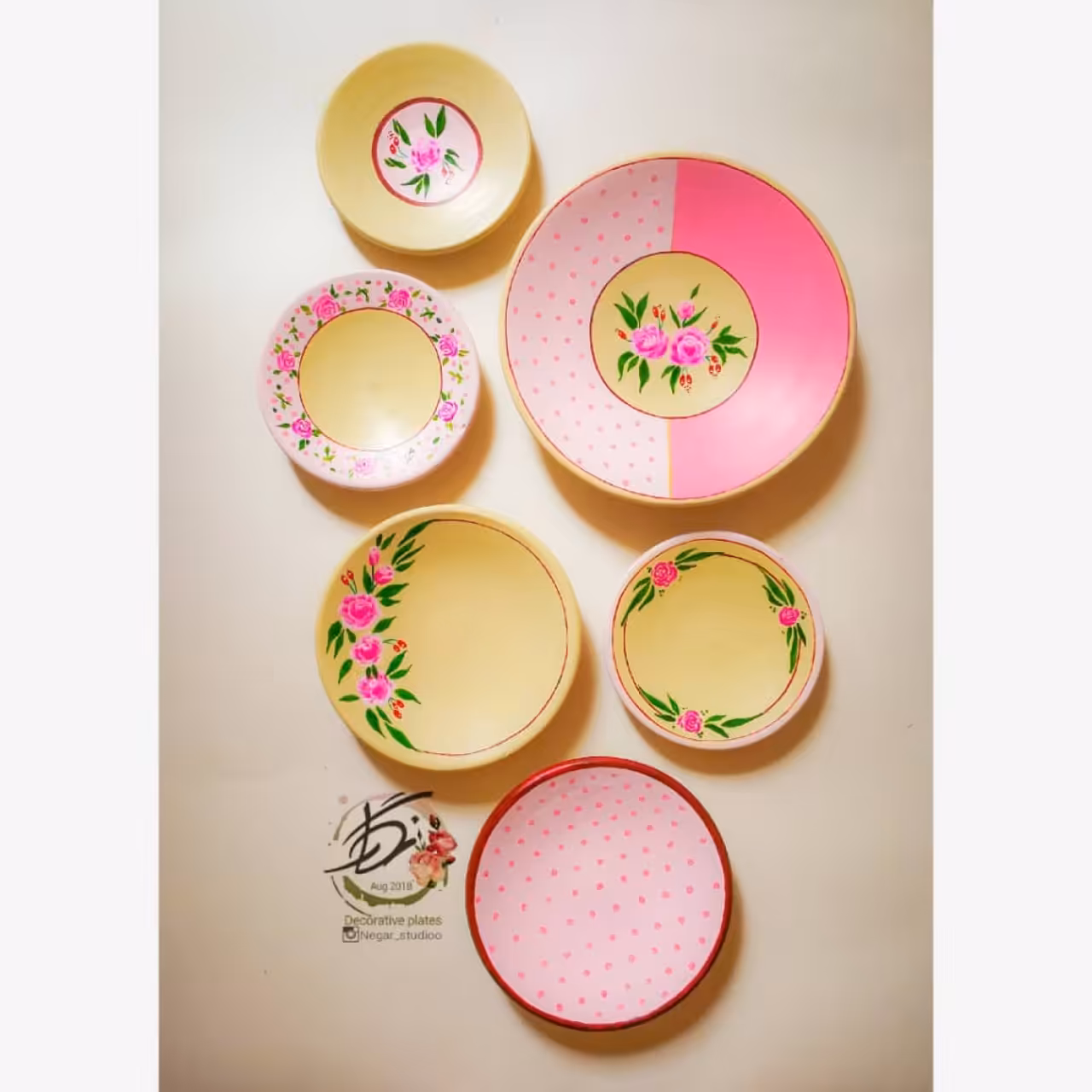 ست بشقاب سفالی دیوار کوب 6 عددی