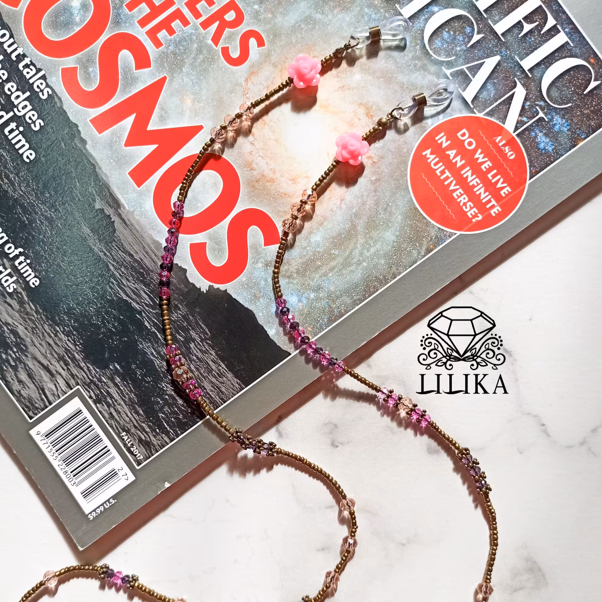 بند عینک برنزی و صورتی