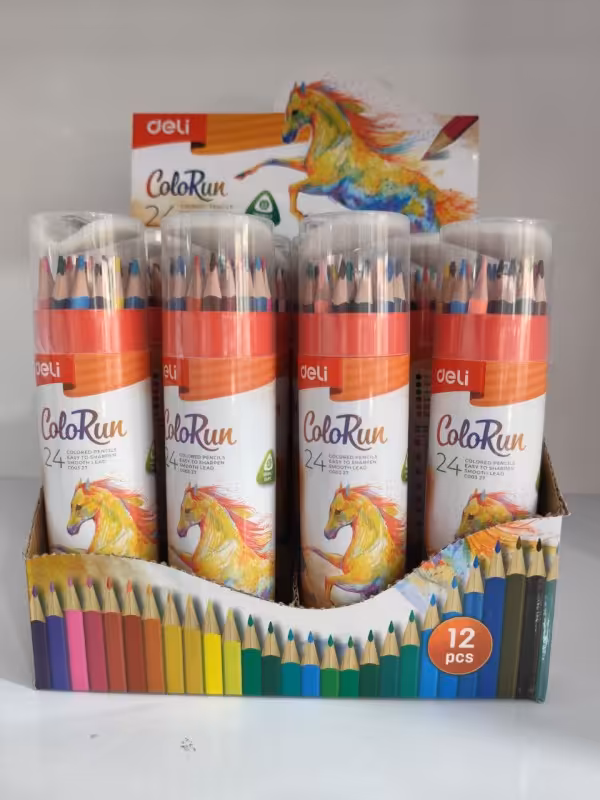 مداد رنگی 24رنگ لوله ای مقوای deli