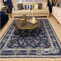 فرش پاتریس 1200شانه  طرح پیچک سرمه ای قالیچه 4متری