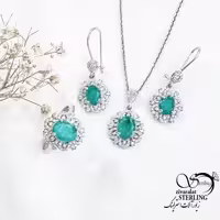 نیمست نقره نگین سبز نقره ایتالیا کد 17292