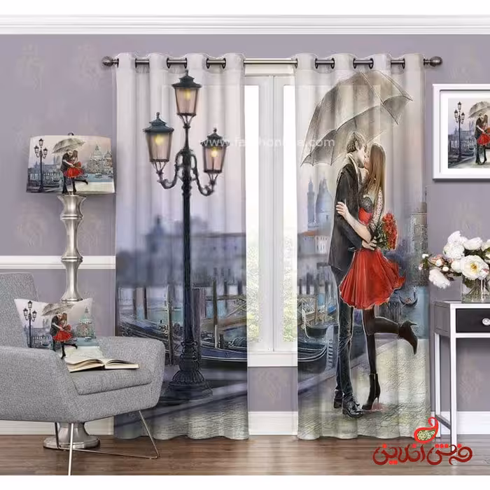 پرده طرح بوسه زن ومرد عاشق کد 3401