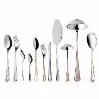 سرویس قاشق و چنگال 18 نفره ناب استیل طرح برلین دور طلایی (86 پارچه)