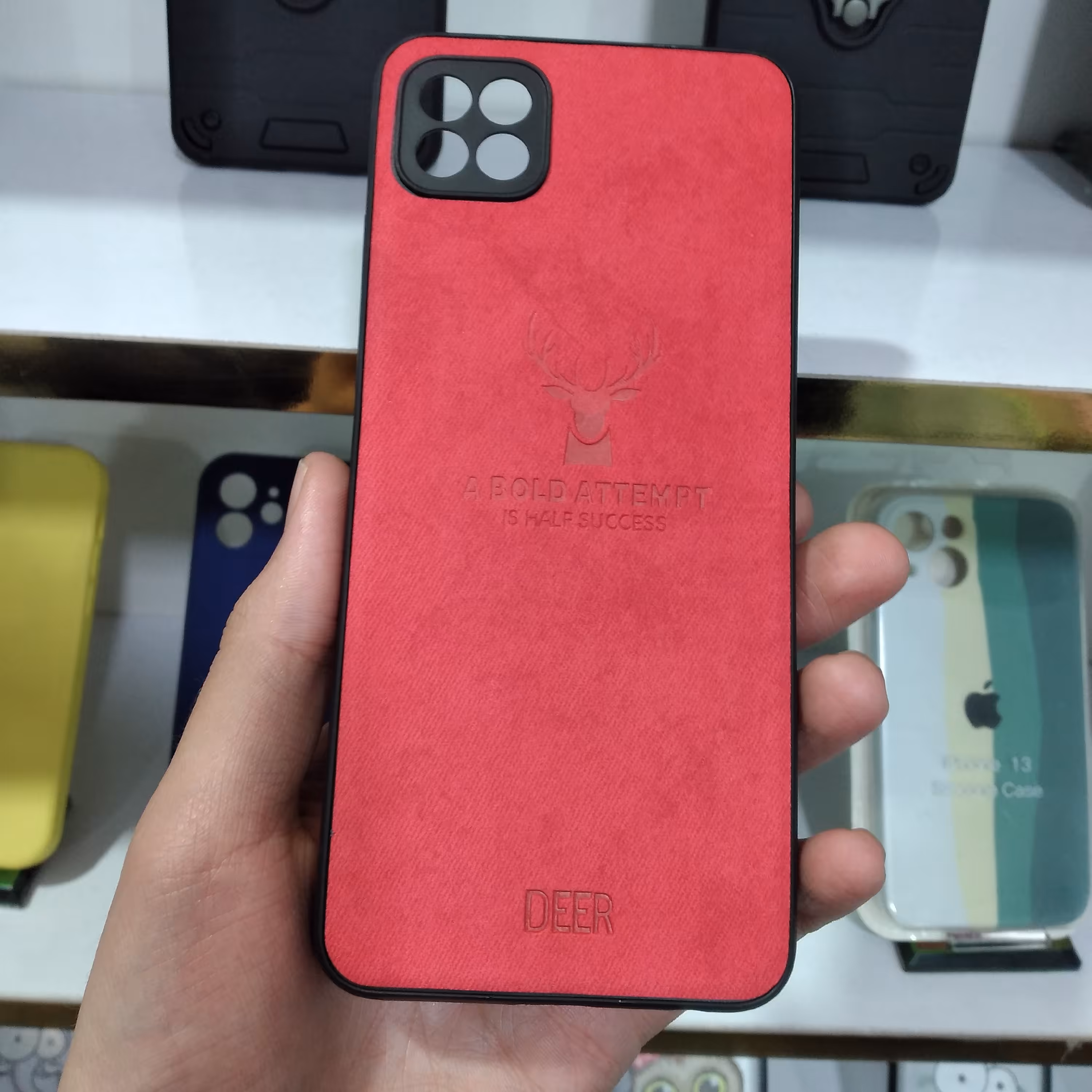 قاب گوشی سامسونگ A22 5G  طرح چرم قرمز