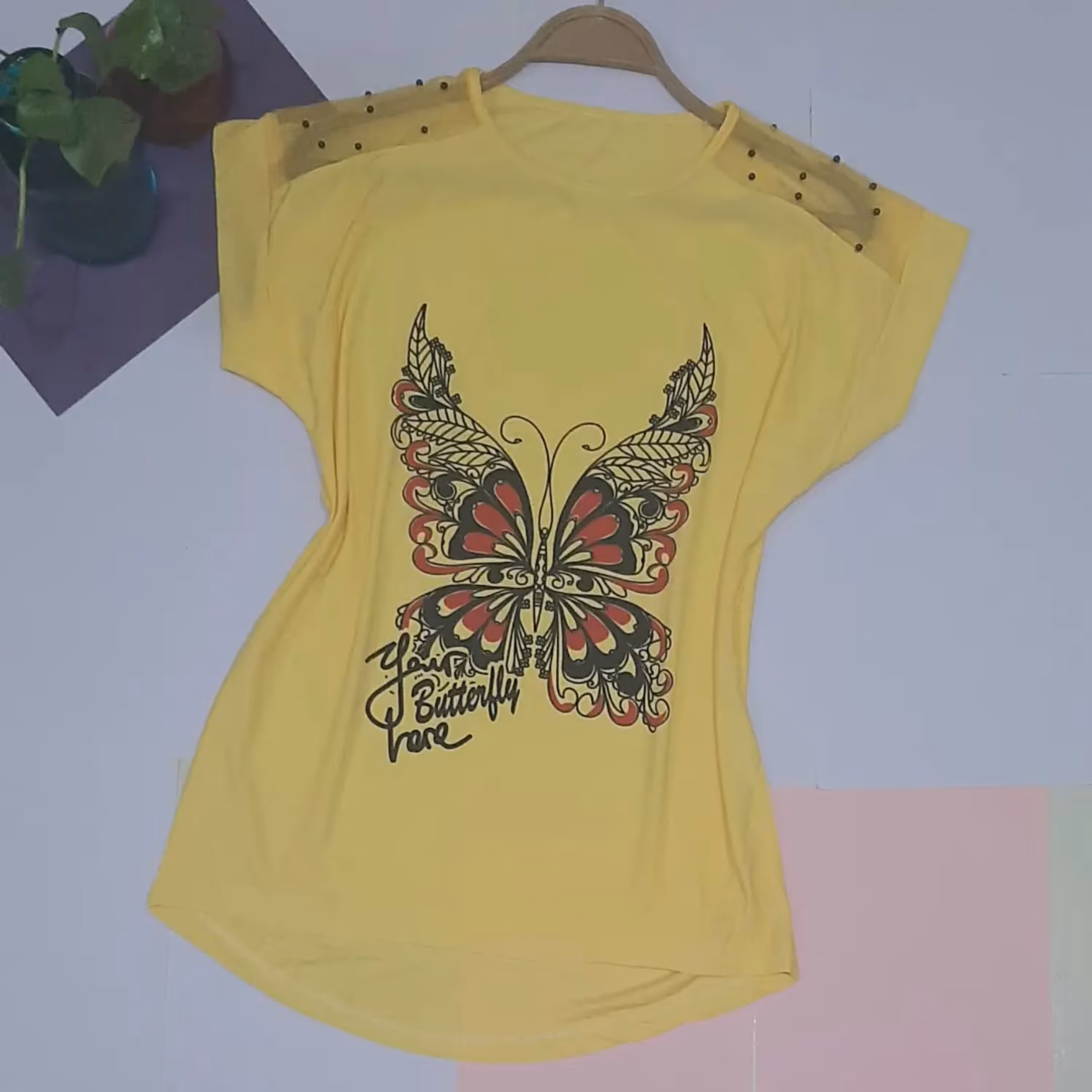 تیشرت پروانه سر شانه مروارید 