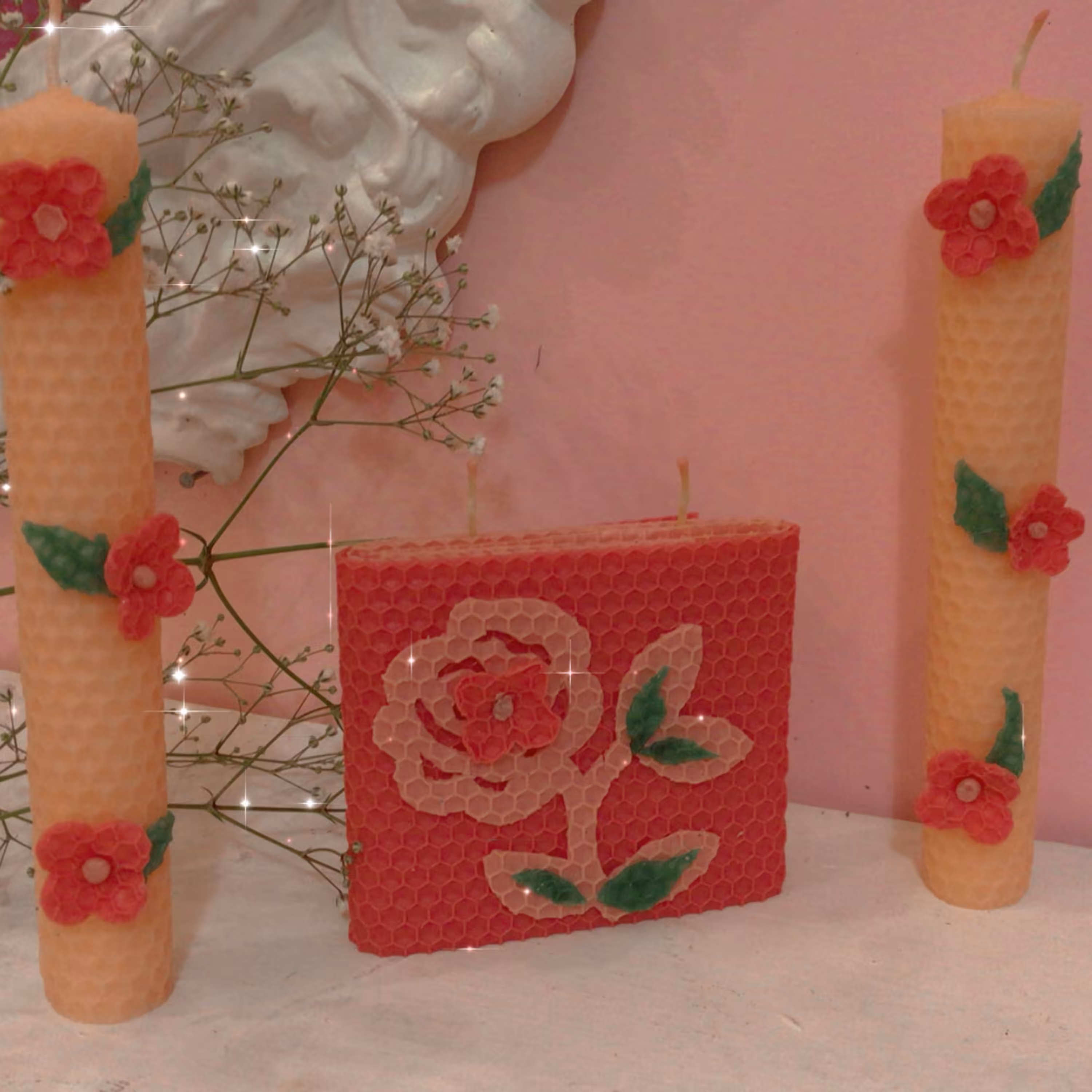 ست سه تیکه شمع موم عسل