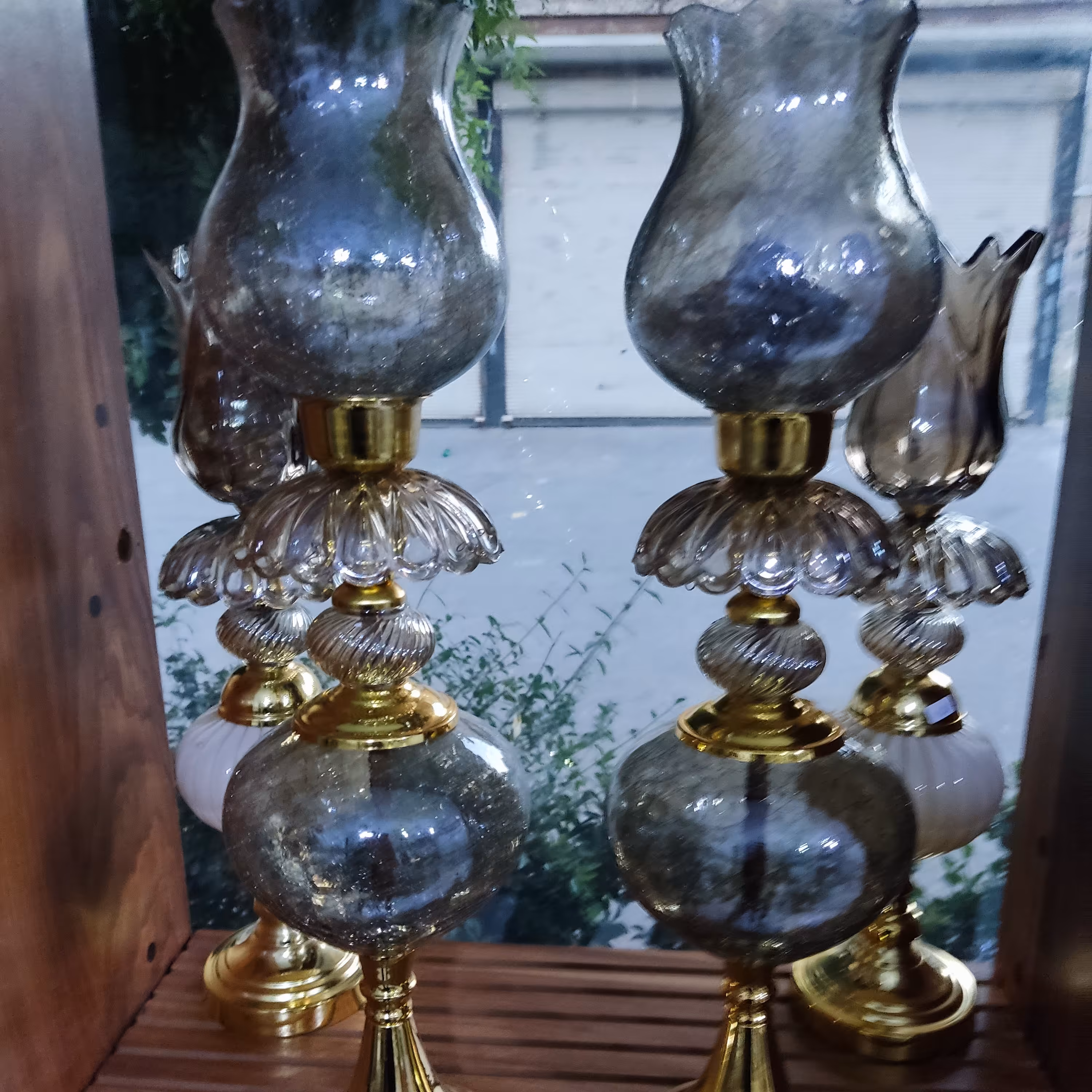 شمعدانی فلز آب کاری فورتیک و شیشه 