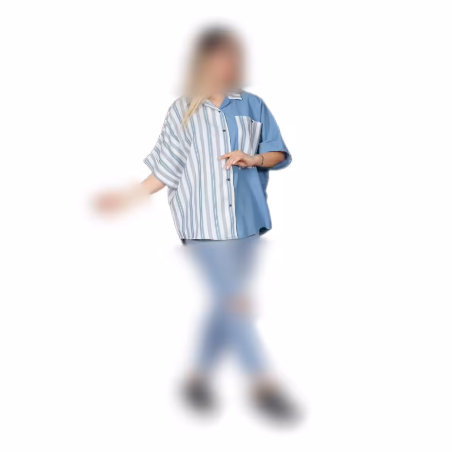 تونیک زنانه مانتویی قواره بزرگ لنین آنزیم خورده راه راه شیک و خاص