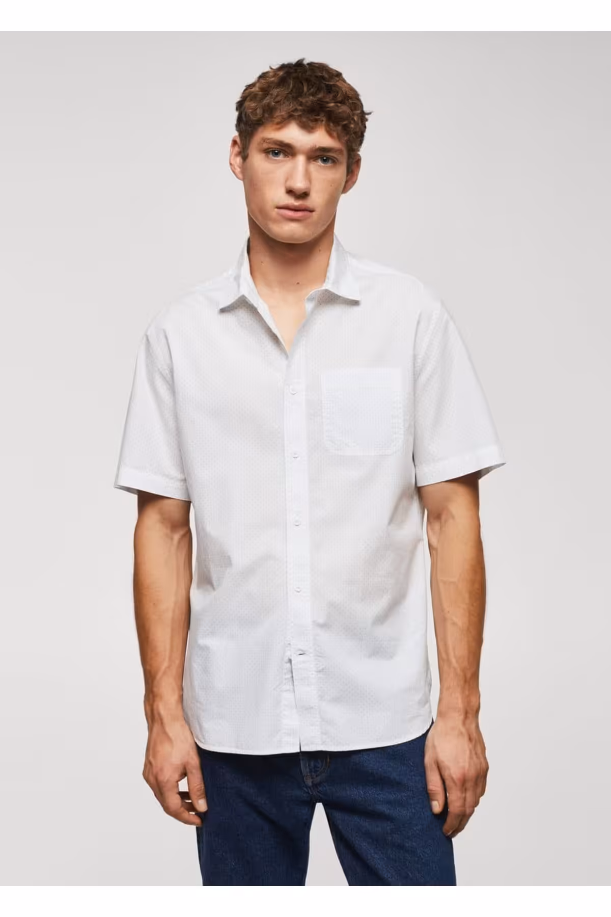 پیراهن / بلوز دکمه دار سبز مردانه اورجینال MANGO Man