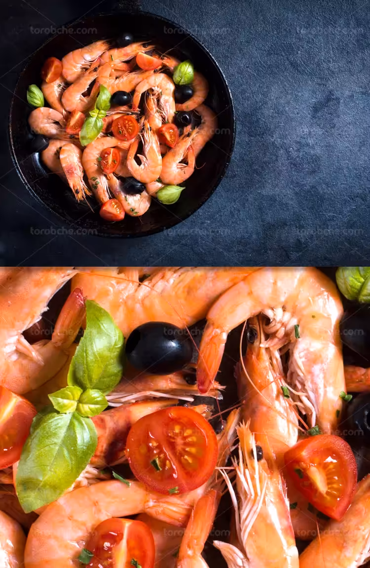 عکس با کیفیت خوراک میگو | گرافیک با طعم تربچه