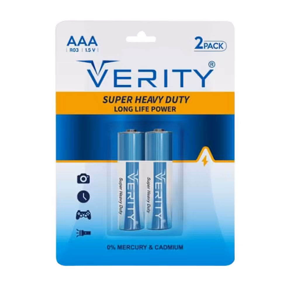 باتری نیم قلمی VERITY مدل Super Heavy Duty کارتی 2 عددی