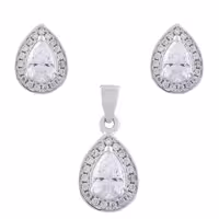 نیم ست نقره زنانه- مدل اشکی نگینی- کد SHS-33