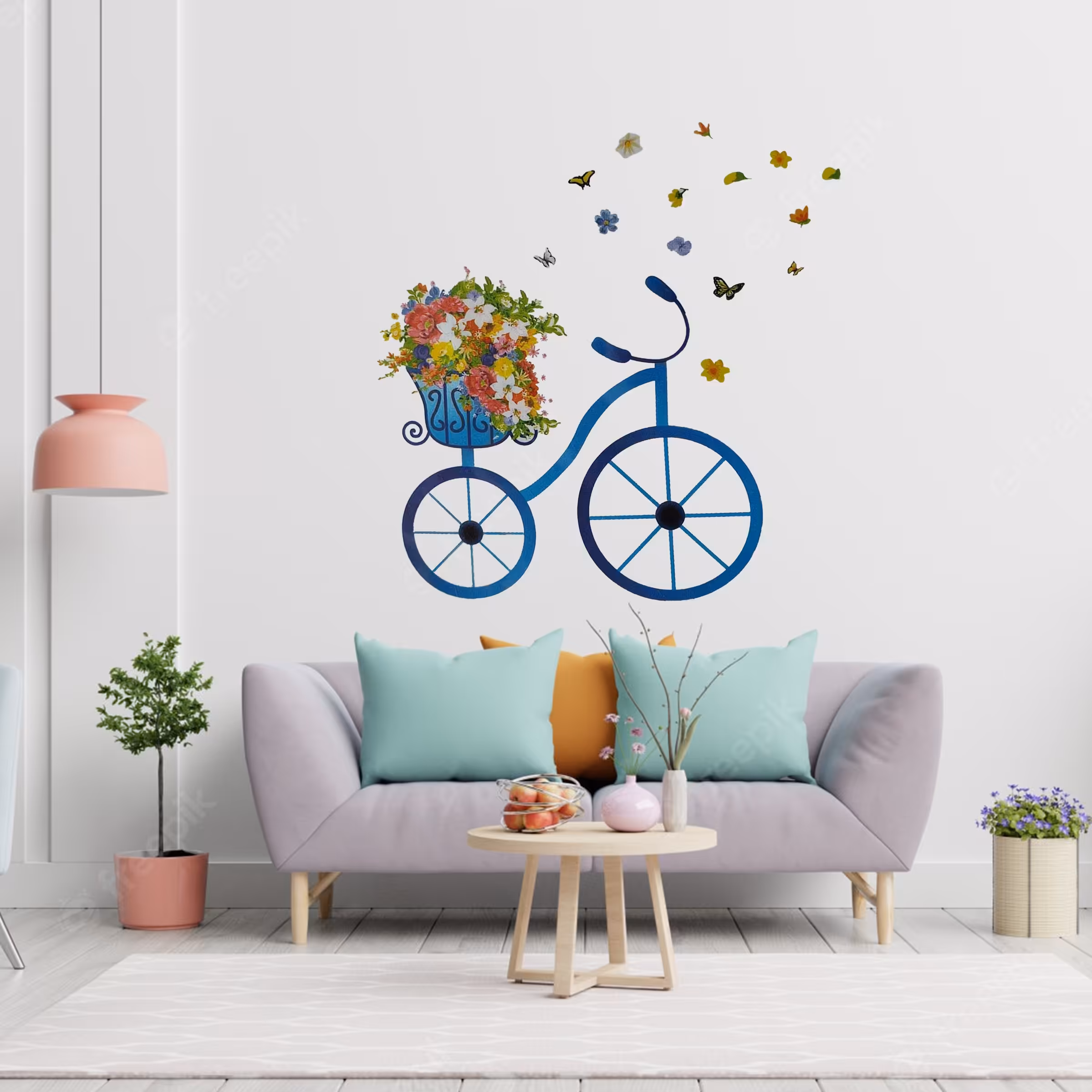 استیکر دیواری مدل دوچرخه و سبدگل