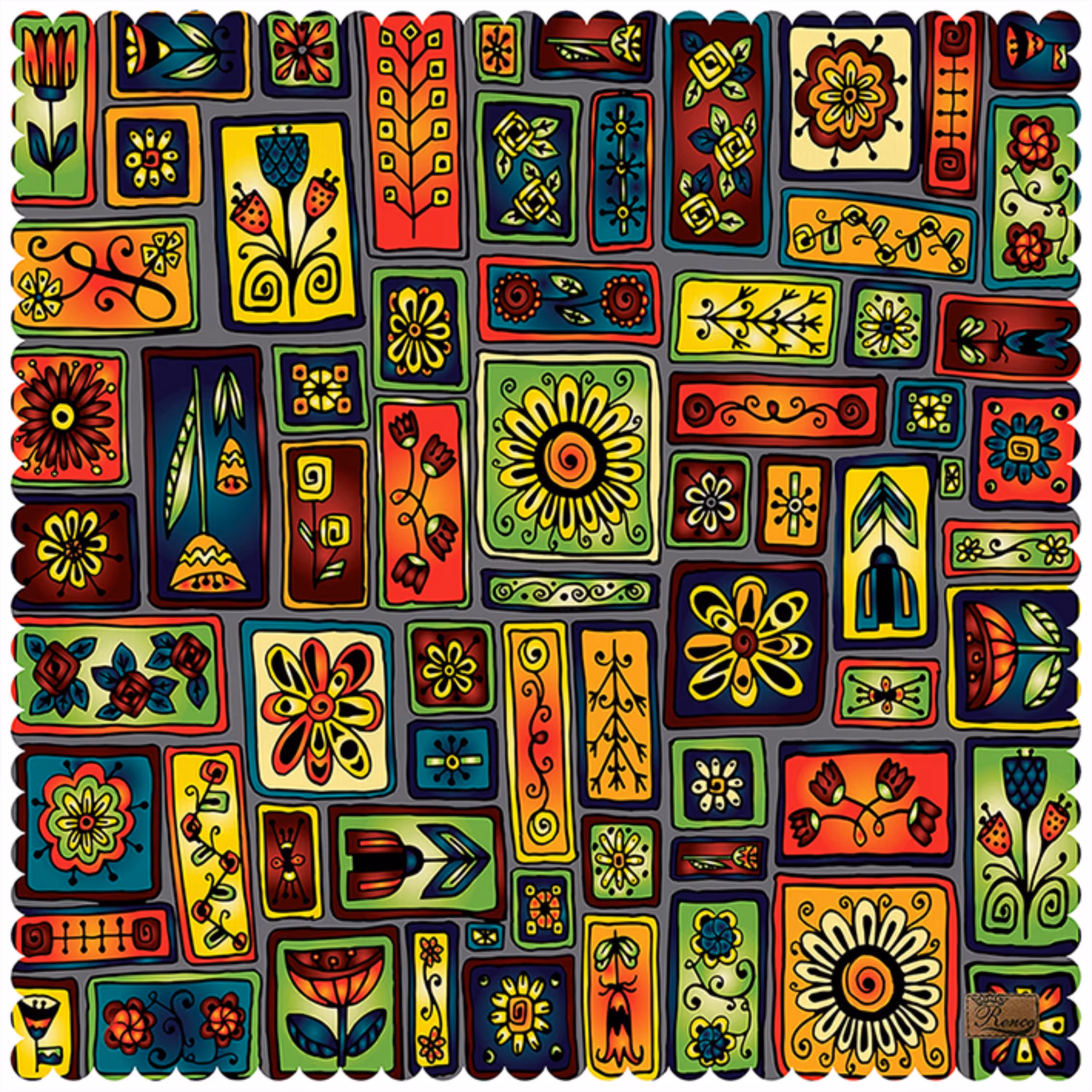 رومیزی مخمل طرح مراکشی سایز 90 در 95 مدل T1-552 شرکت رنس