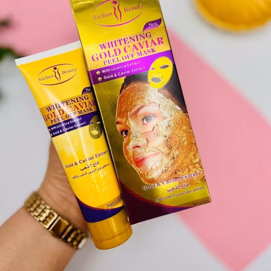 ماسک طلاو کلاژن،شفاف کننده ولایه بردار وروشن کننده ی پوست جوانسازحاوی ویتامین ایی وآپاک کننده عمیق پوست