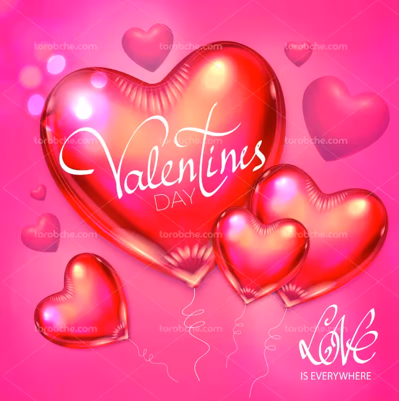 وکتور تبریک ولنتاین قلبی قرمز | گرافیک با طعم تربچه