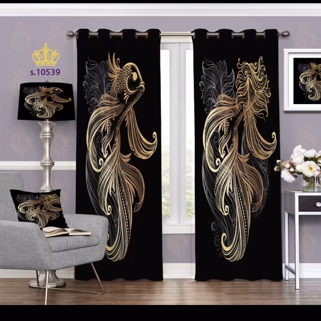 پرده پذیرایی دو قواره طرح فانتزی کد S10539