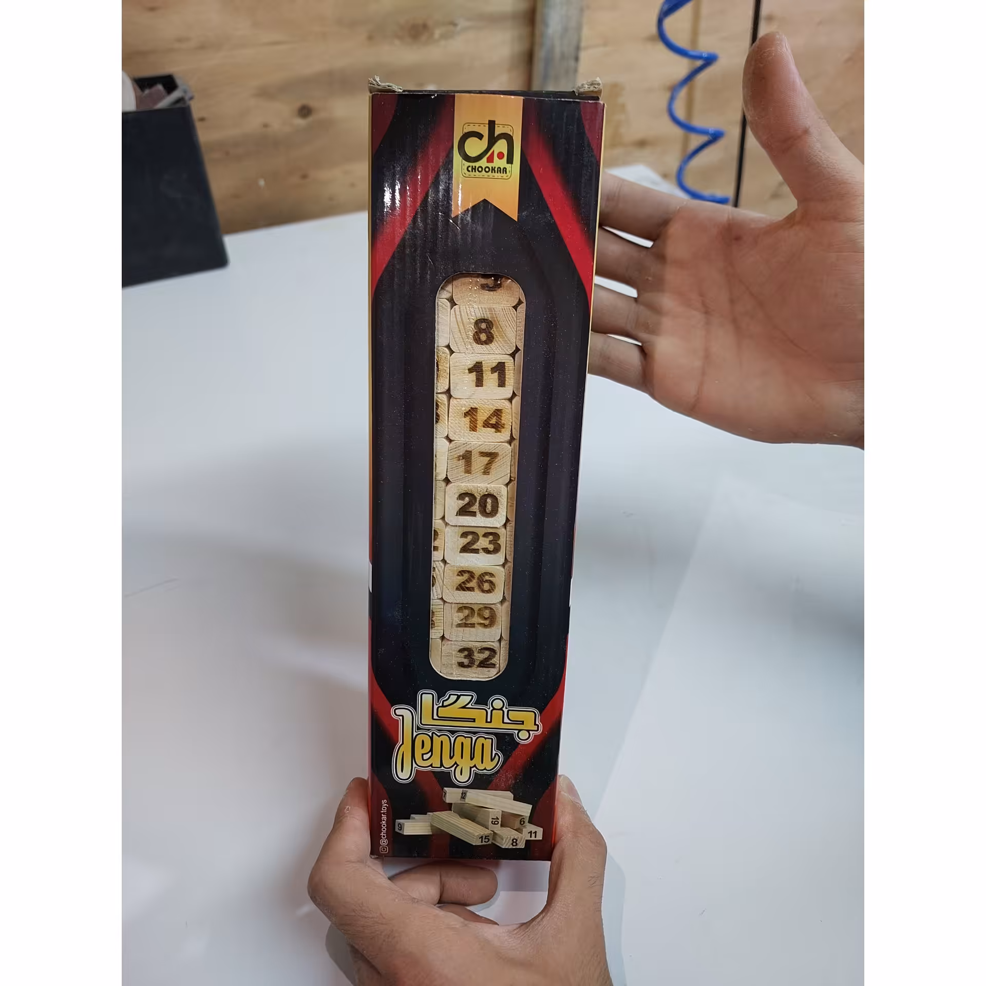 جنگا تمام چوبی شماره دار 48 قطعه کیسه دار به همراه سه تاس 