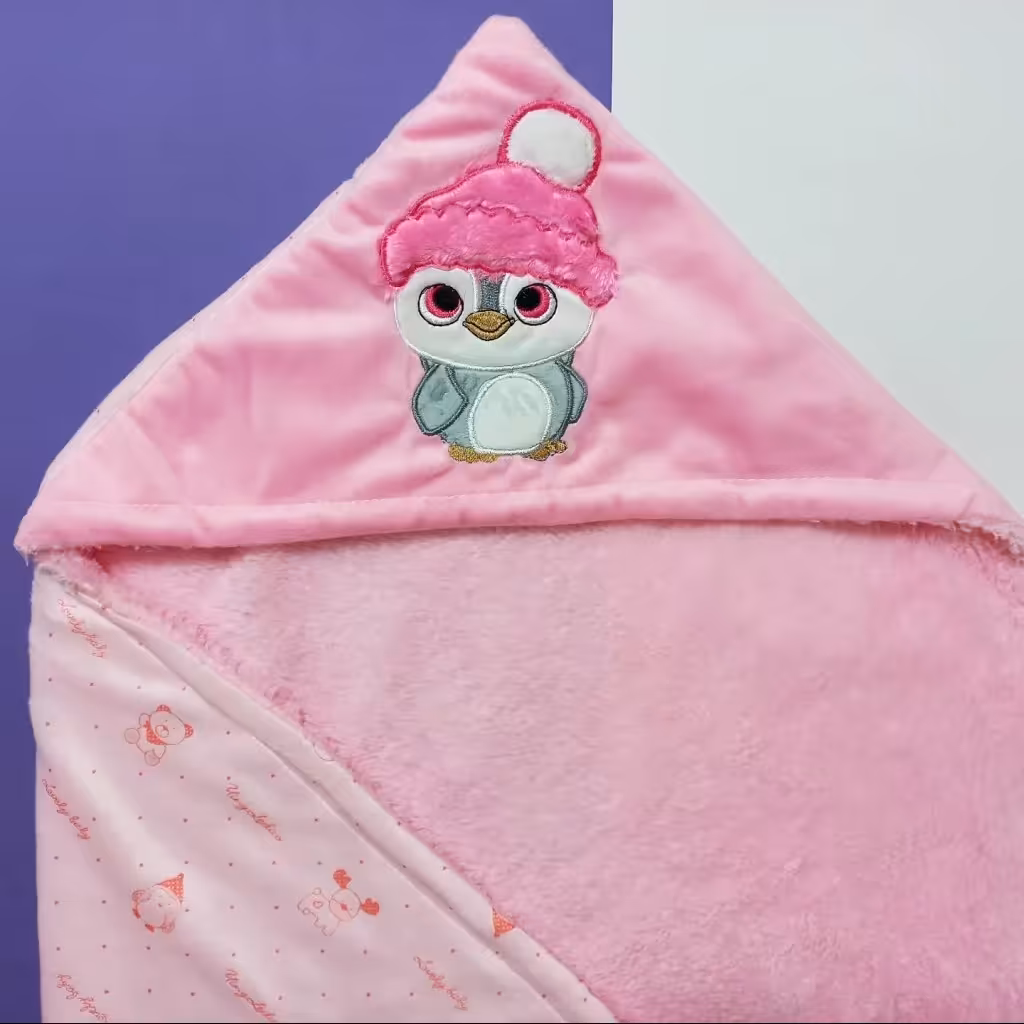 پتو نوزادی خزدار صورتی طرح جغد ابعاد 70 در 73 سانتیمتر