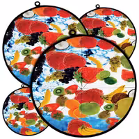 دمکنی ست چهار تکه پارچه ای مخمل دو رو چاپ طرح میوه سایز 20، 25، 30 و 35 مدل B21-139 شرکت رنس